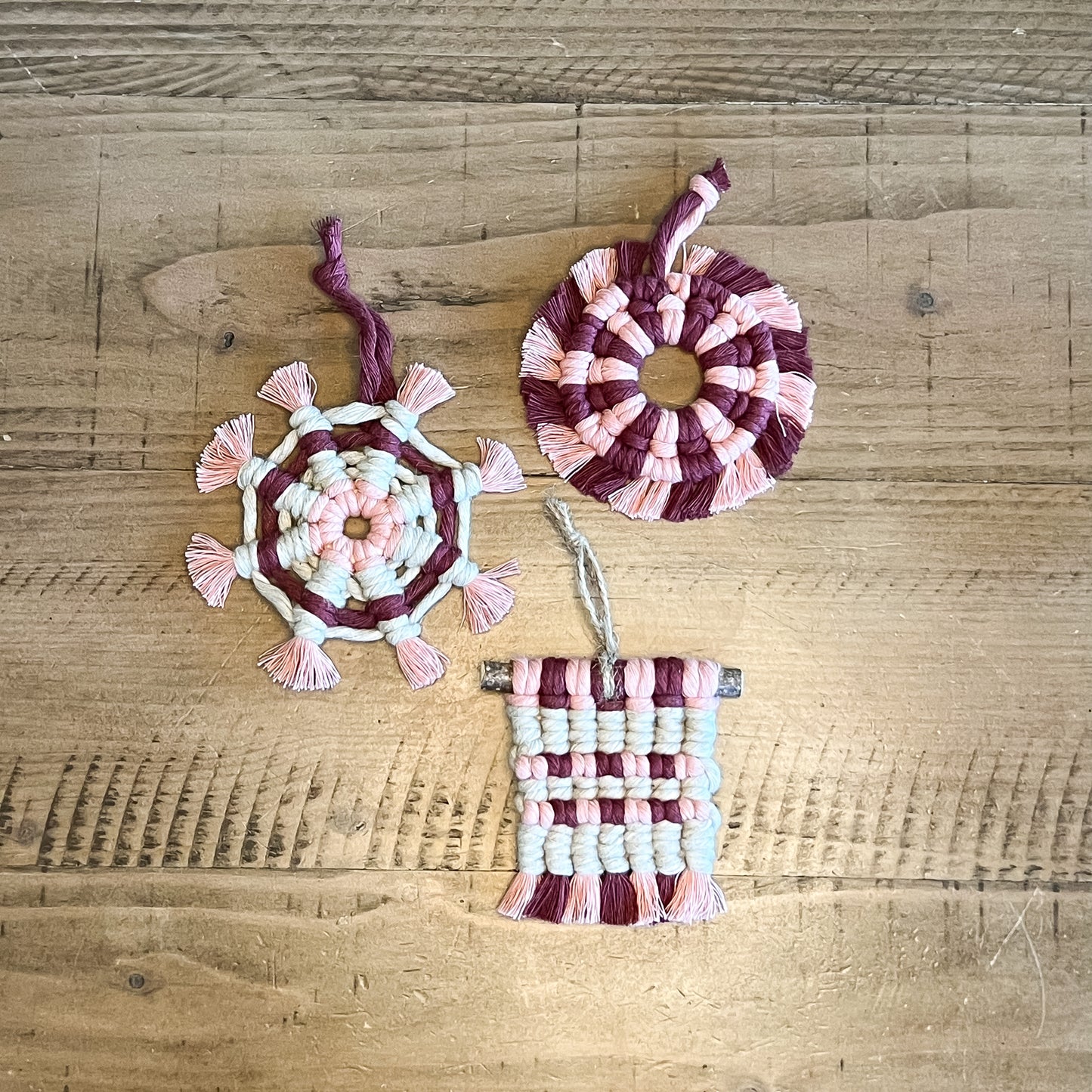 Pink Christmas!  Macrame Ornament