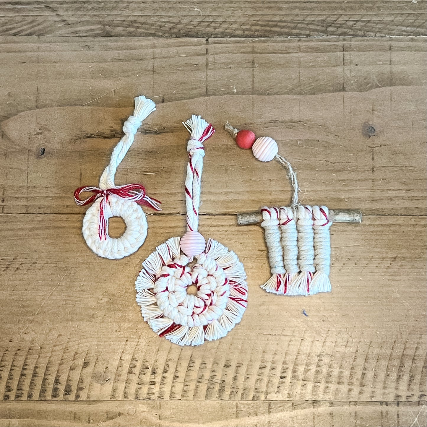 Pink Christmas! Macrame Ornament